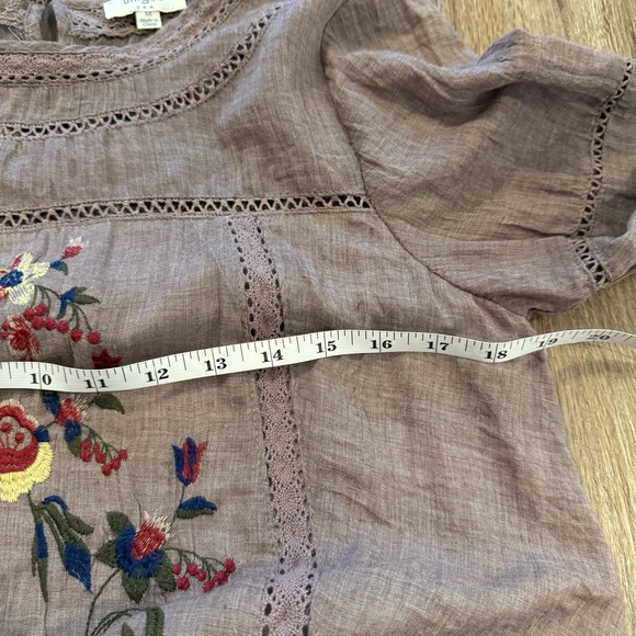 Umgee Mini Dress Women’s Med Brown Taupe Embroidered Floral Lace Crochet Boho - Picture 9 of 11